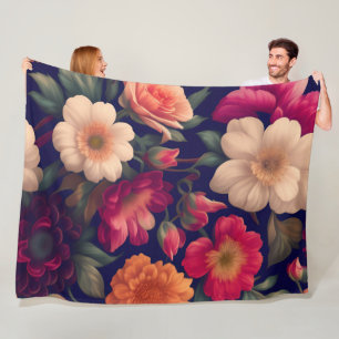 A wallpaper with a floral pattern fleece blanket
