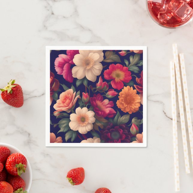 A wallpaper with a floral pattern  napkin (Insitu)