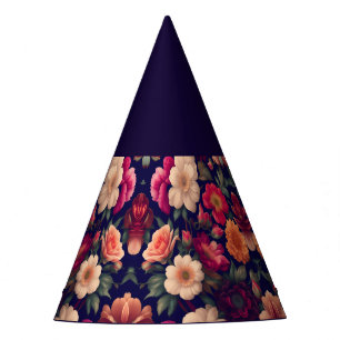 A wallpaper with a floral pattern  party hat