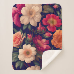 A wallpaper with a floral pattern sherpa blanket