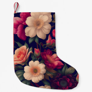 A wallpaper with a floral pattern small christmas stocking