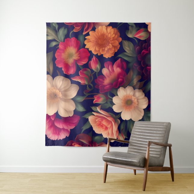 A wallpaper with a floral pattern  tapestry (In Situ)