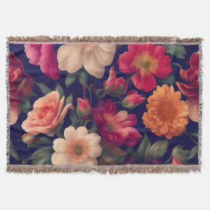 A wallpaper with a floral pattern throw blanket