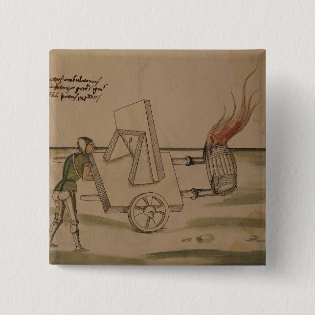 A War Machine, illustration from 'De Machinis' 15 Cm Square Badge (Front)