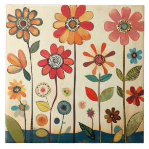 A Warm Terracotta Zinnia Patch Tile