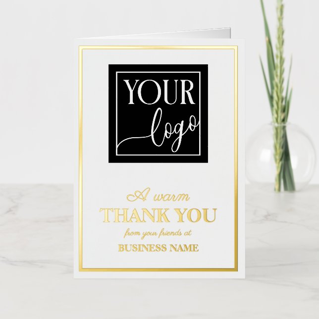 A Warm Thank You Your Logo Business Foil Greeting Card (Front)