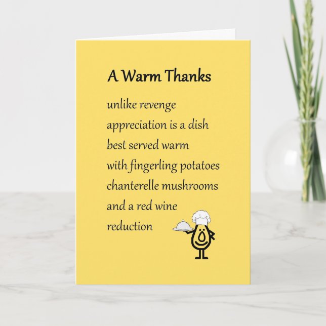 A Warm Thanks - a funny thank you poem Card (Front)