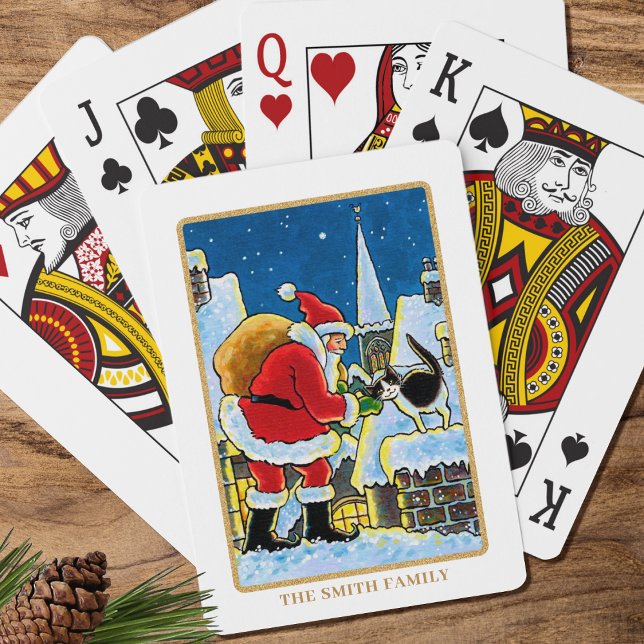 A Warm Welcome Santa Cat Christmas Custom Playing Cards (Creator Uploaded)