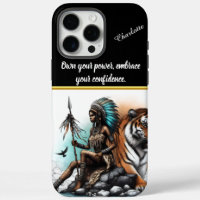 A warrior woman with a majestic tiger in harmony