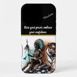 A warrior woman with a majestic tiger in harmony iPhone 16 pro max case