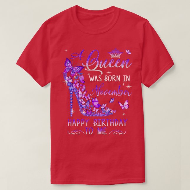 A Was Born In November Cute Birthday Girls Women T-Shirt (Design Front)