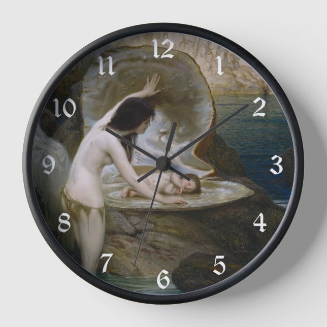 A Water Baby Found in Seashell by Bikini Nymph Clock (Front)