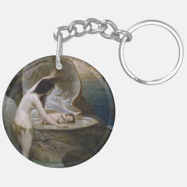 A Water Baby Found in Seashell by Bikini Nymph Key Ring (Back Right)