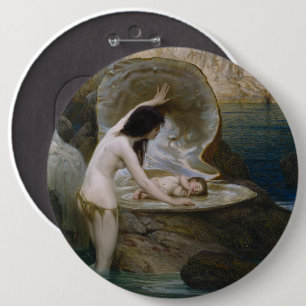 A Water Baby & Seaweed Bikini Nymph Siren 6 Cm Round Badge