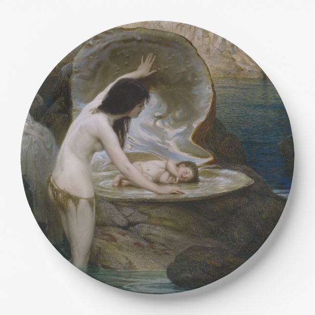A Water Baby & Seaweed Bikini Nymph Siren  Paper Plate (Front)