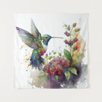 A Watercolor Delight of Hummingbirds wall art