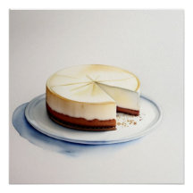 A Watercolor Drawing of a Cheesecake