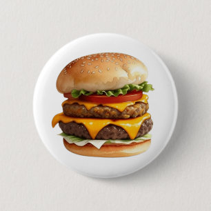 A watercolor Drawing of a Yummy Cheeseburger 6 Cm Round Badge