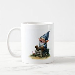 A Watercolor Painting of a Cute Happy Gnome Coffee Mug