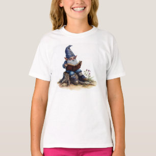 A Watercolor Painting of an old gnome reading T-Shirt