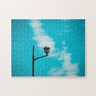 A watercolor sky and a streetlight jigsaw puzzle