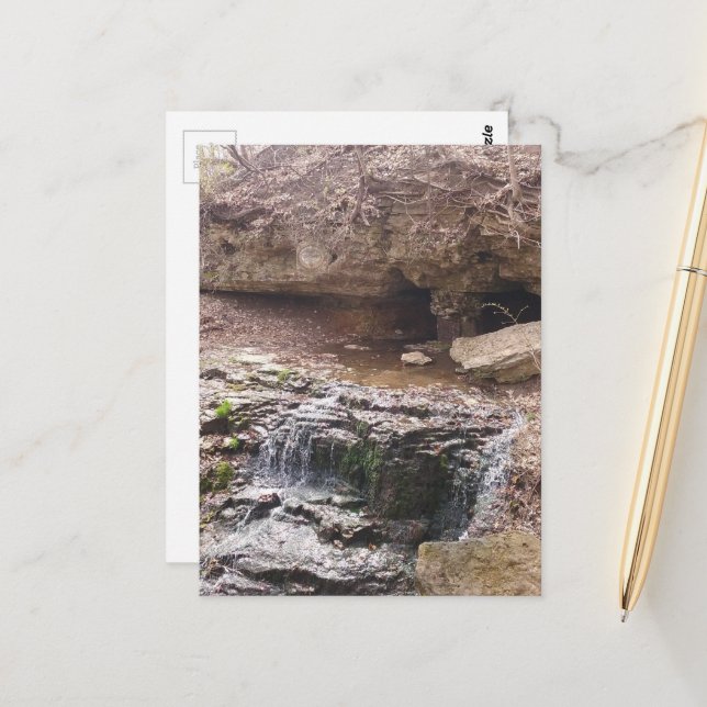 a waterfall in Burlington, Iowa Postcard (Front/Back In Situ)