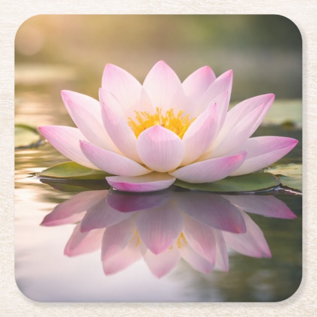 A Waterlily Square Paper Coaster (Front)
