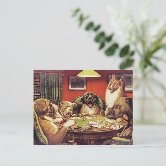 A Waterloo, Dogs Playing Poker, Postcard (Standing Front)