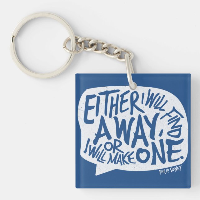A Way Typography Motivational Quote Key Ring (Front)