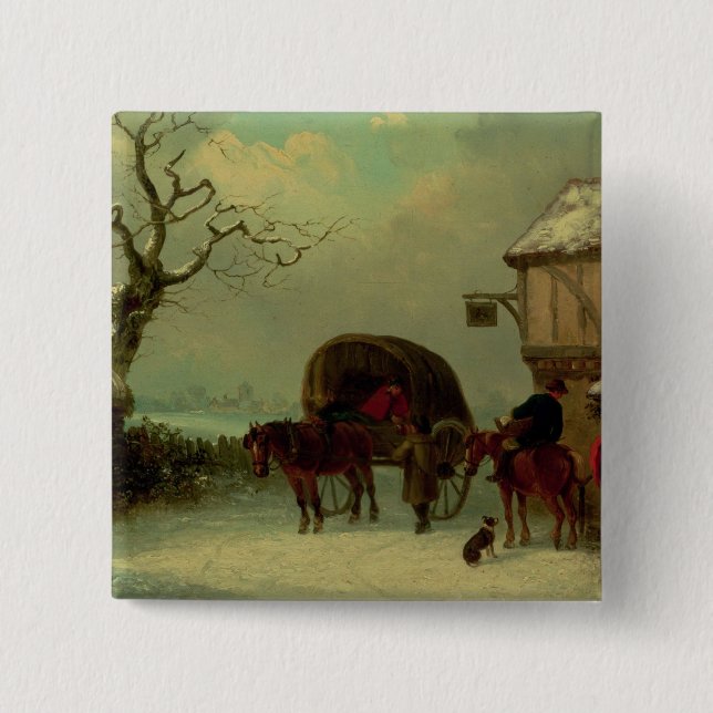 A Wayside Rest - Stopping at the Inn 15 Cm Square Badge (Front)