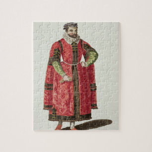 A Wealthy Merchant of London in 1588 (engraving) Jigsaw Puzzle