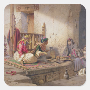 A weaver in Esna, one of 24 illustrations produced Square Sticker