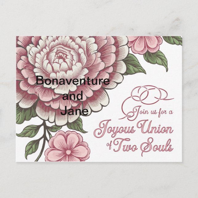 A wedding card invitation with a floral design (Front)
