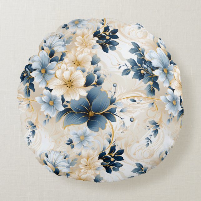 A Wedding Floral Series Design 12 Round Cushion (Front)