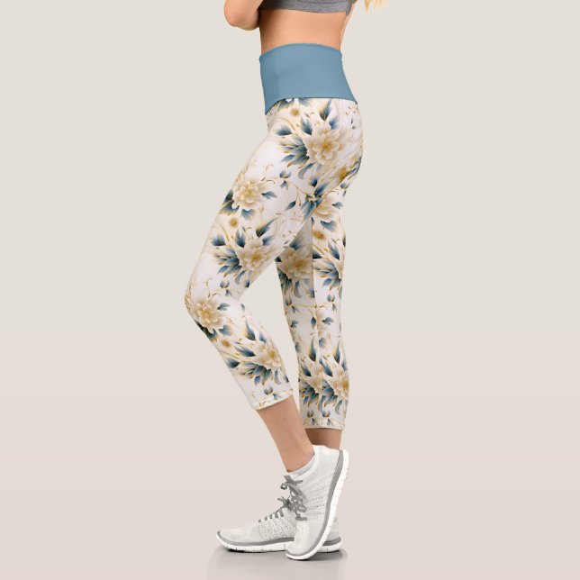 A Wedding Floral Series Design 1 Capri Leggings (Left)