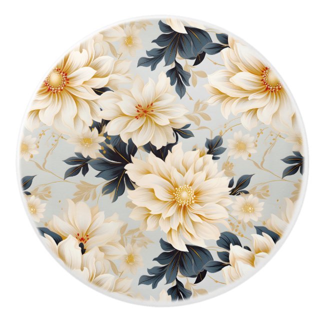 A Wedding Floral Series Design 2 Ceramic Knob (Front)