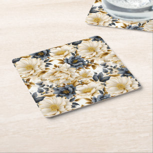 A Wedding Floral Series Design 5 Square Paper Coaster