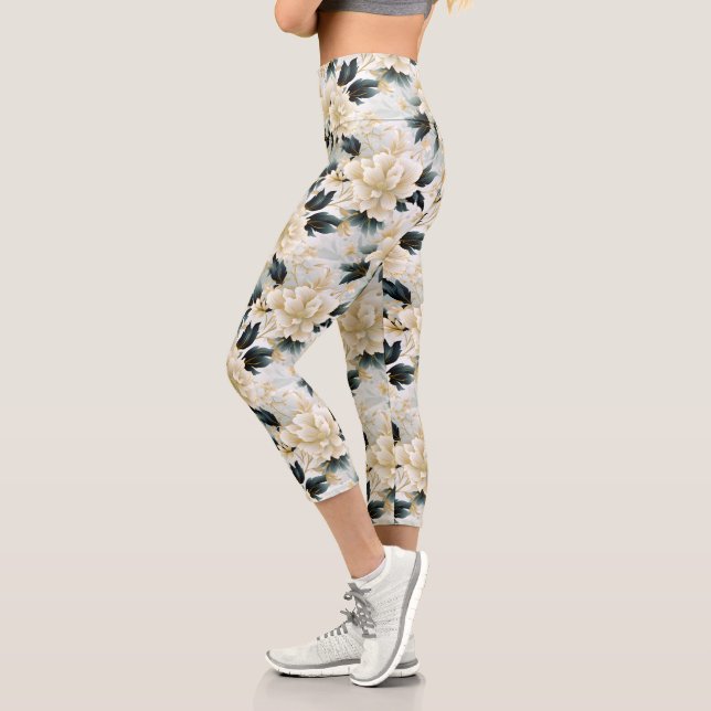 A Wedding Floral Series Design 7 Capri Leggings (Left)