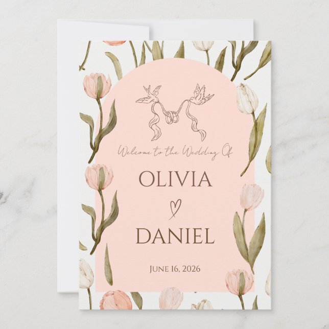 A wedding invitation with a dreamy, romantic touch (Front)