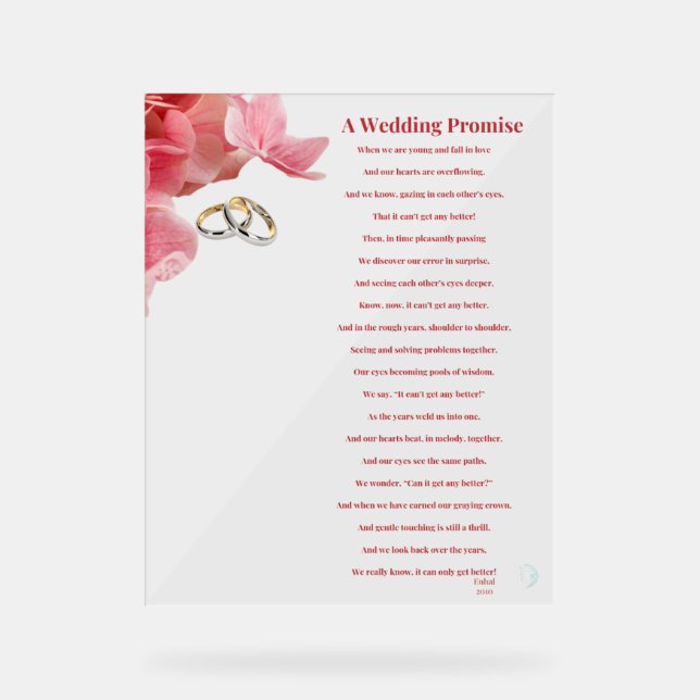 A Wedding Promise Acrylic Sign (Front)