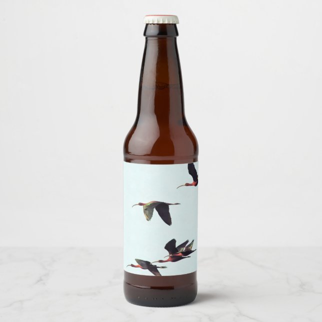 A Wedge of Ibises In Flight Beer Bottle Label (Front)
