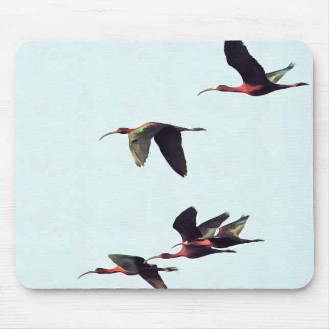 A Wedge of Ibises In Flight Mouse Mat (Front)