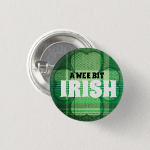A Wee Bit Irish green plaid shamrock 3 Cm Round Badge