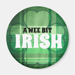 A Wee Bit Irish green plaid shamrock Magnet