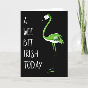 A Wee Bit Irish Today Flamingo St Patricks Shamroc Card