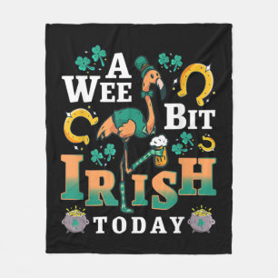 A Wee Bit Irish Today St. Patrick’S Day Flamingo Fleece Blanket