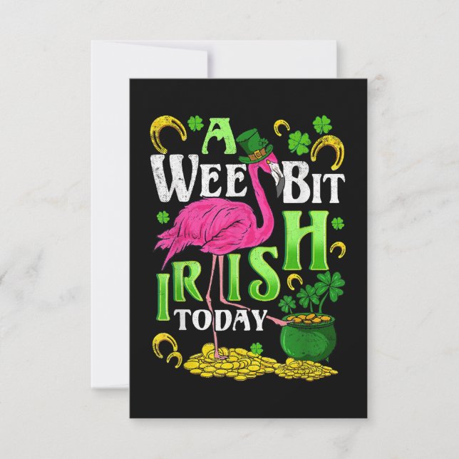 A Wee Bit Irish Today St. Patricks Day Flamingo Thank You Card (Front)