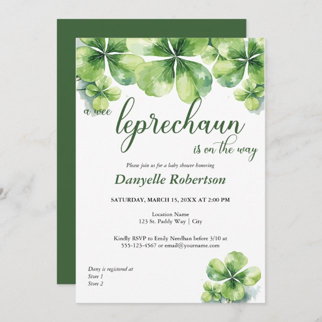 A Wee Leprechaun Baby Shower - March Babies Invitation (Front/Back)
