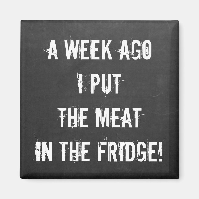 A week ago I put meat in the fridge funny quote Magnet (Front)