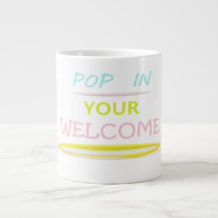 A welcome design pretty lite colours large coffee mug